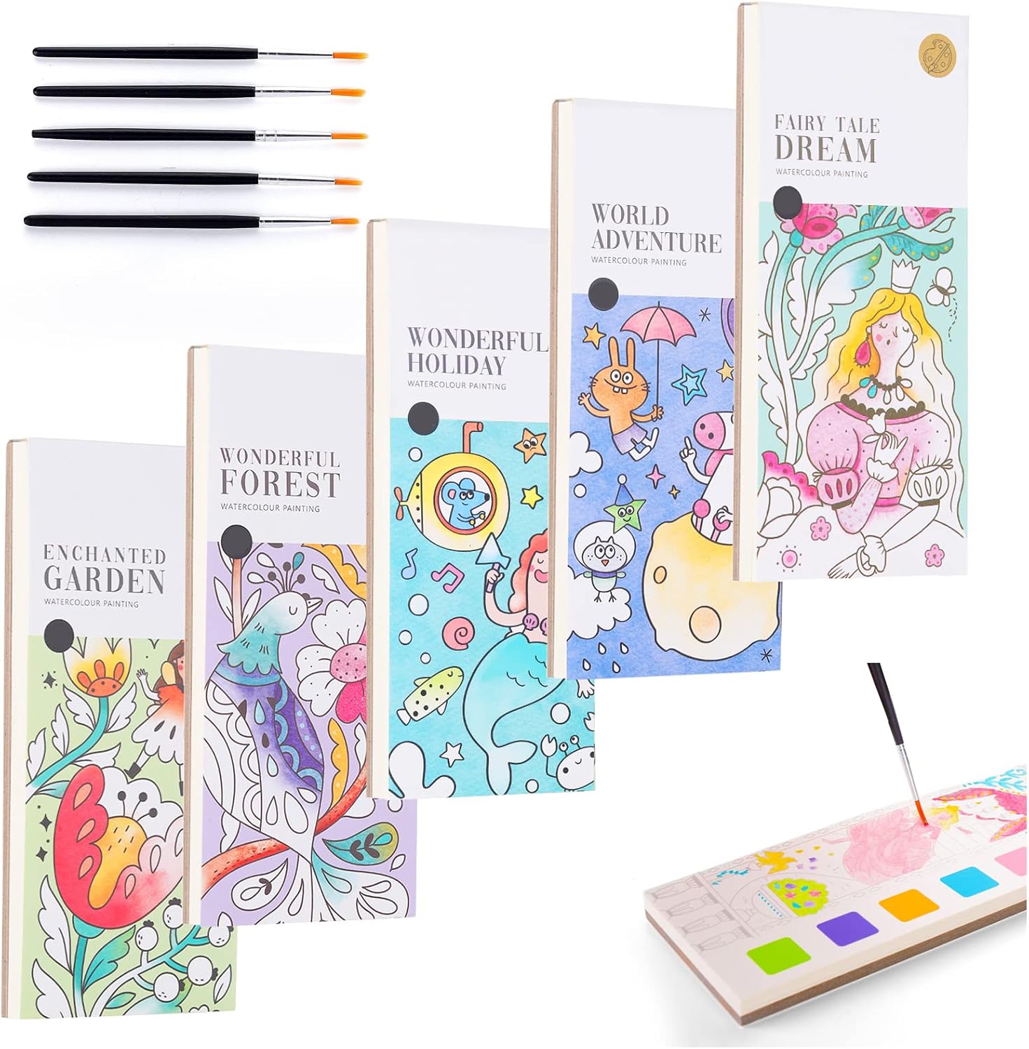 5 Pcs Pocket Watercolor Painting Book, 2023 New Wonderful