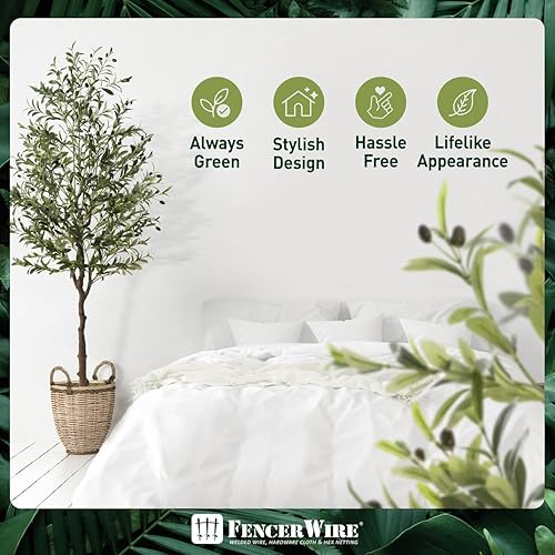 Miniatura 5 de Fencer Wire Árbol topiario artificial en maceta, rama de olivo sintético y fruta, decoración moderna de planta sintética en maceta para interiores,