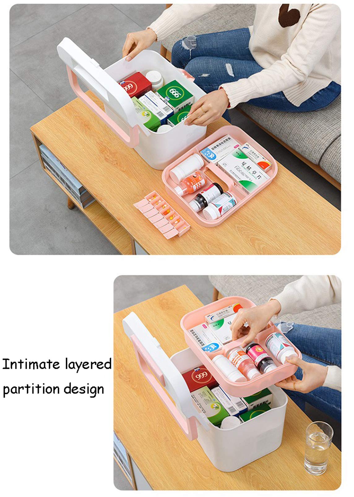 Botiquín De Primeros Auxilios Familiar, Botiquín Portátil, Caja De Primeros Auxilios, Botiquín for El Hogar A Prueba De Niños, Compartimentos for El Botiquín, con Asa, for El Hogar, Viajes,