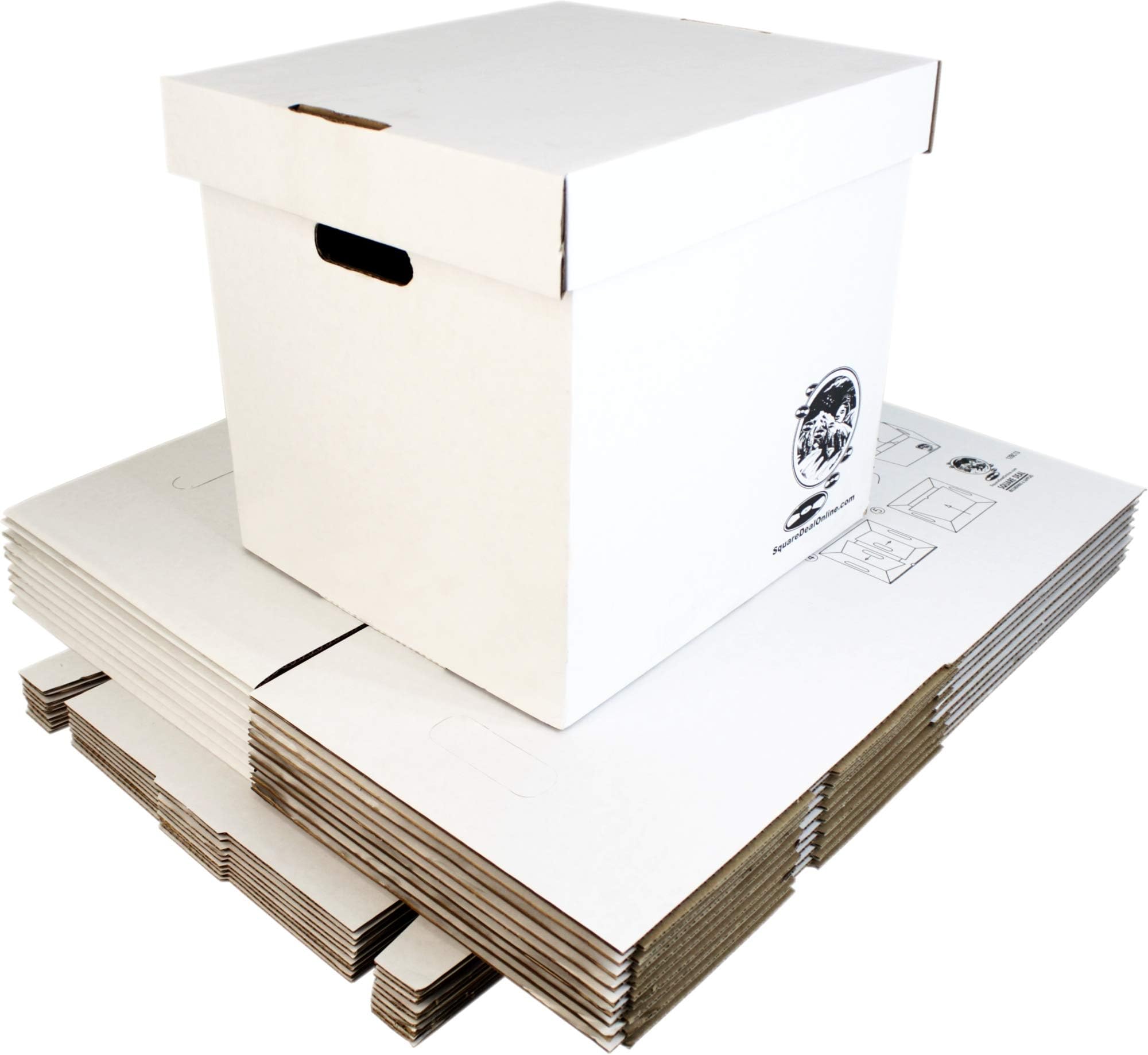 Set di 10 scatole per dischi in vinile da 30,5 cm, struttura in cartone resistente con coperchio rimovibile, contiene fino a 90 dischi ciascuna, resistenti per archiviazione sicura a lungo termine