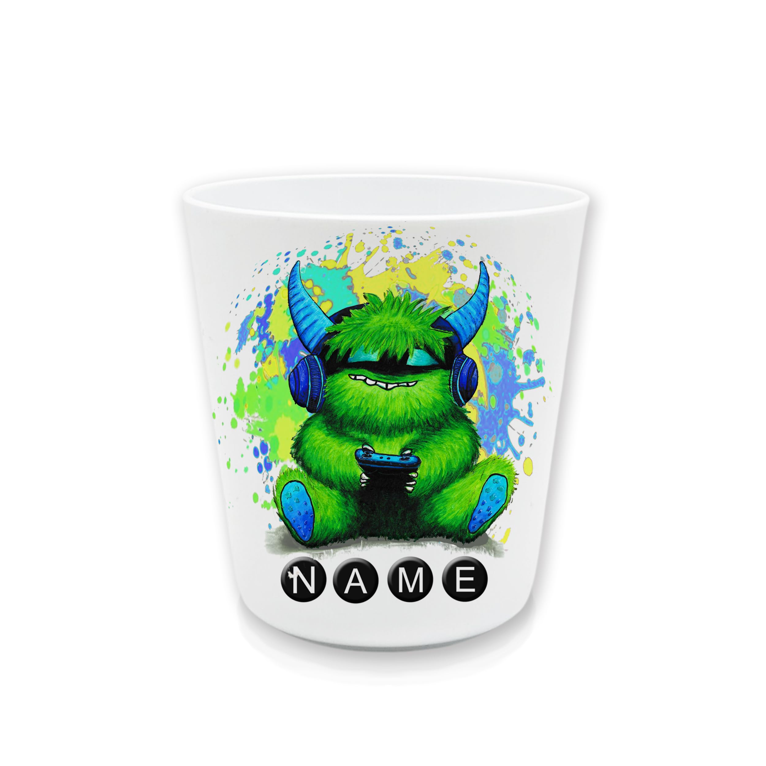 Kinderbecher Kunststoff Zocker-Monster | mit Namen personalisierbar, Trinkbecher für Kinder, Zahnputzbecher, BPA frei