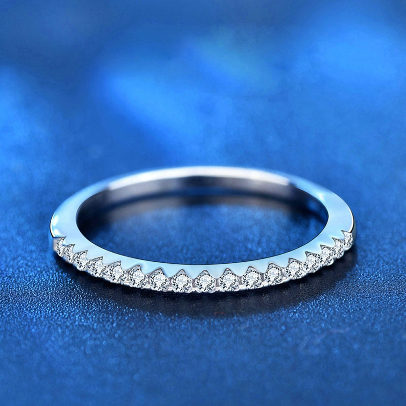 0.5ct Bianco Rotonda Diamante Coltivato da Laboratorio Anello Platino Donna 14Kt Anelli Matrimonio Argento
