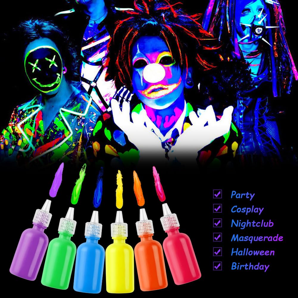 Widmann Milano Set 6 Matite Trucco Neon Fluorescenti – Colori Per Viso E Corpo, Ideali Per Carnevale E Halloween - 3