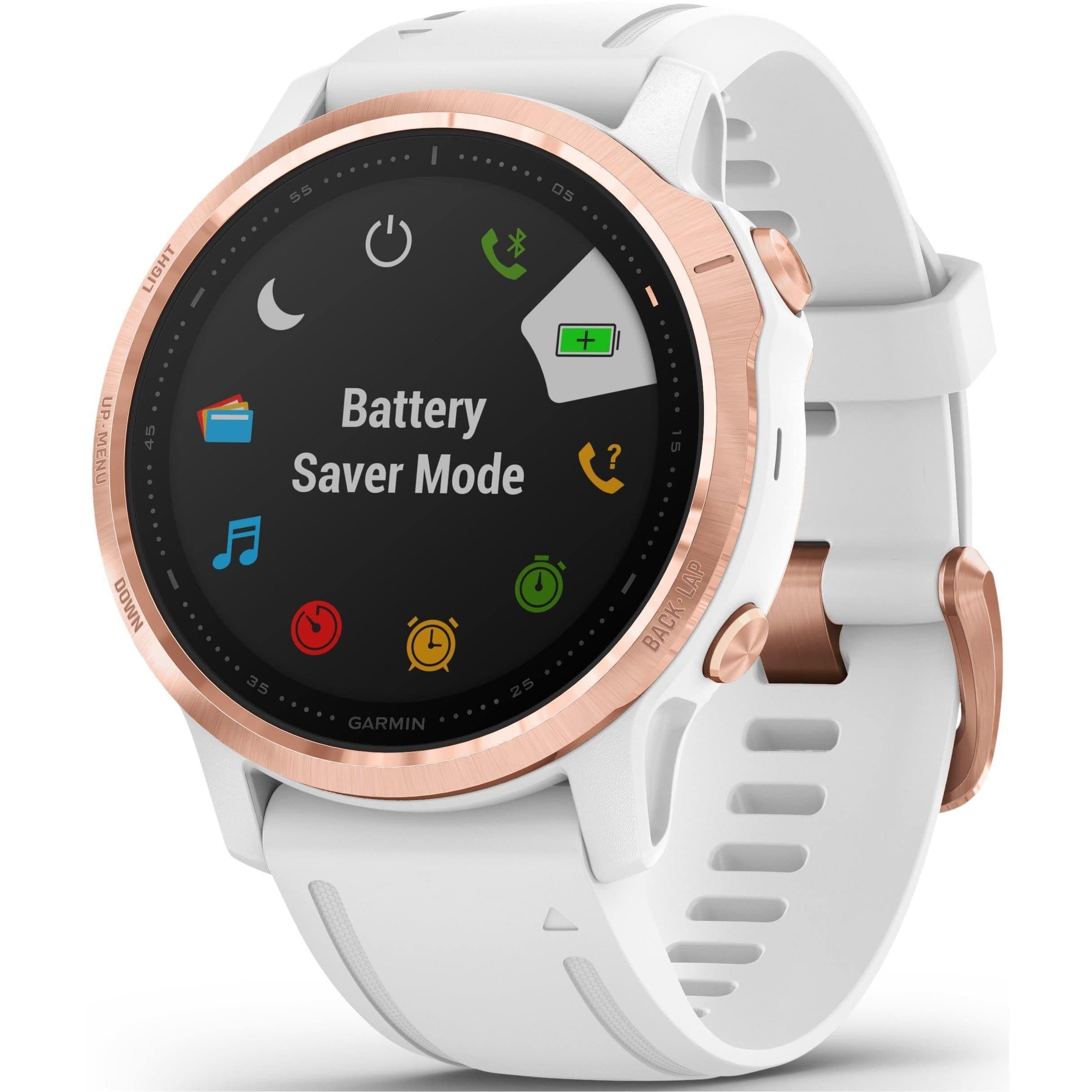 Garmin Fenix 6S Pro, Rose Gold Blanche avec Bracelet Blanc Small