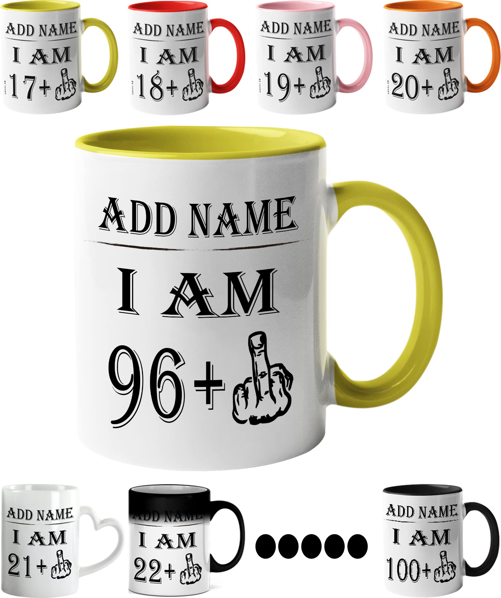 Mr Jeans LTD 97th Birthday Funny Mug - Personalised Mug/Cup - Add Name - I am 96 Plus one Coffee Mug Gag Party Idea as a Joke Celebration Ninety Adult Mug