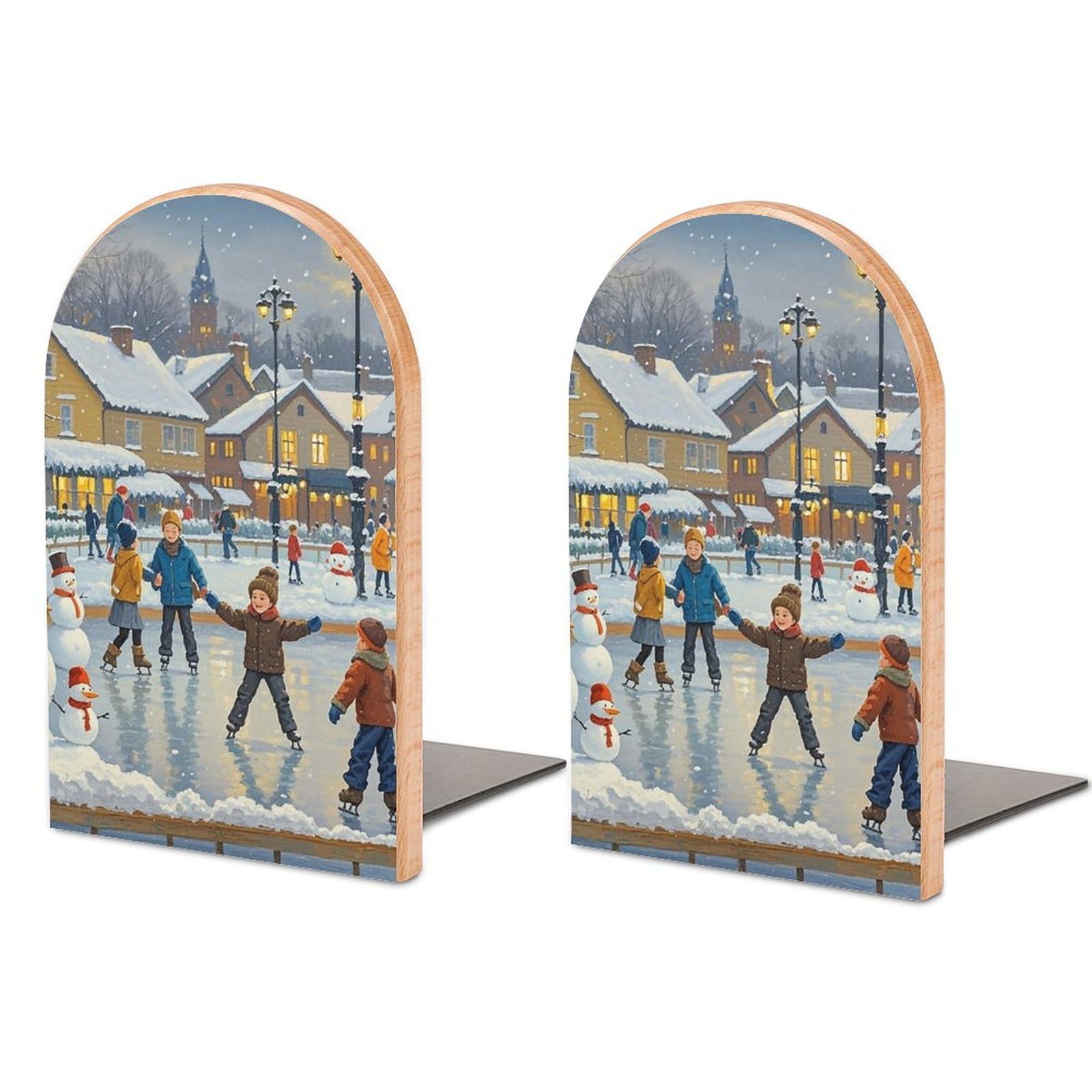 Serre-livres réglables en bois motif bonhomme de neige, le cadeau idéal