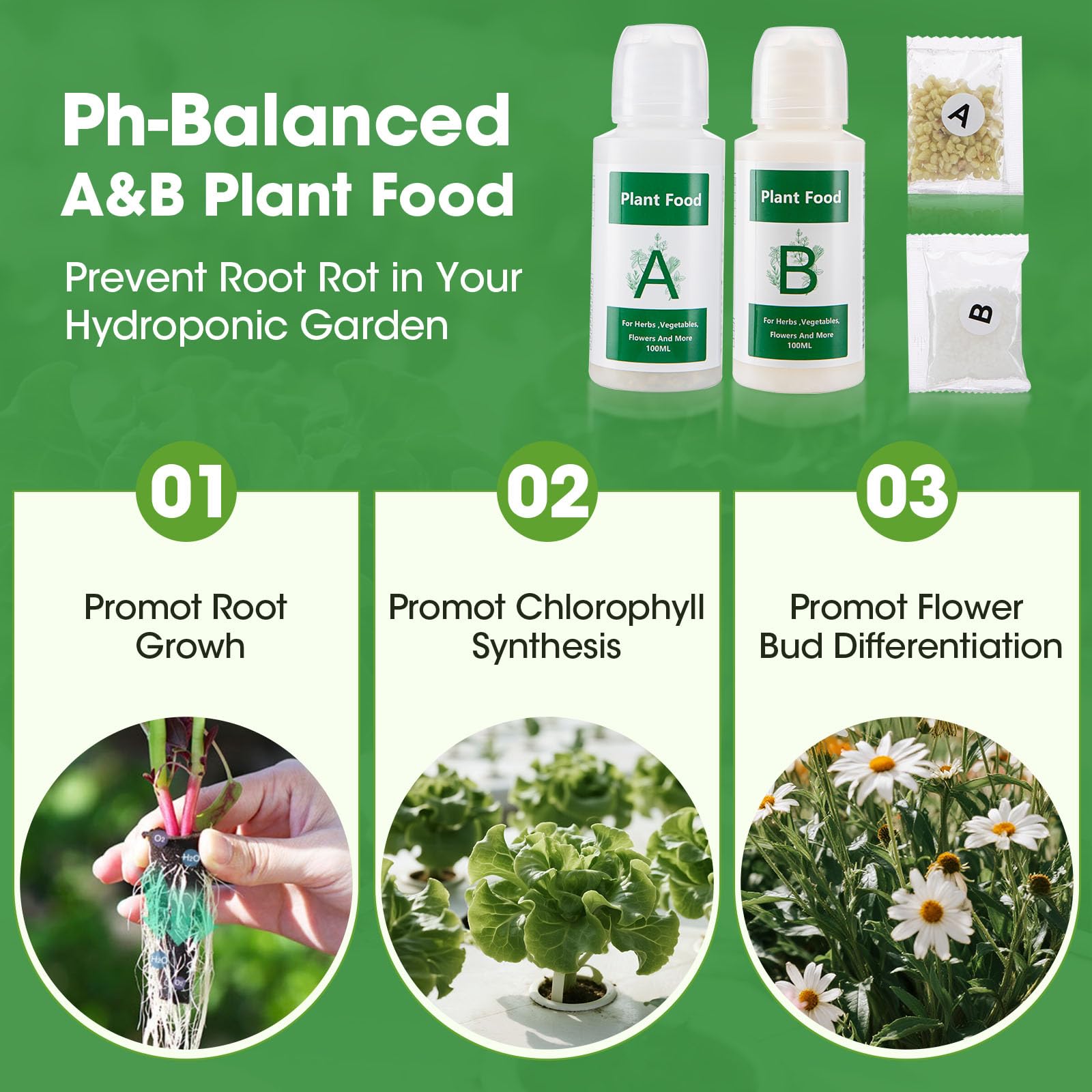 Aero-Gardening Samenkapseln mit 50 Wachstumsschwämmen, 50 Etiketten A&B Pflanzennahrung, 12 Wachstumskörbe, 12 Wachstumskuppeln und 1 Pinzette, kompatibel mit Aerogarden Grow Anything
