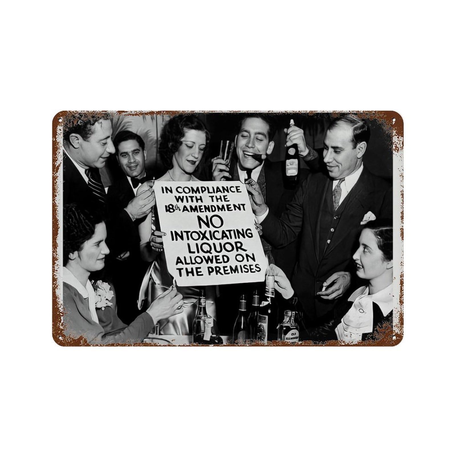 xiaoxiaoshen Prohibition Photo Vintage Bar C 1920s Speakeasy Decor, 18th Amendments Wall Decor Art Metal Tin Poster Modern Home Decor Art Home Bar Shop Decorations Vintage Sign 20x30cm