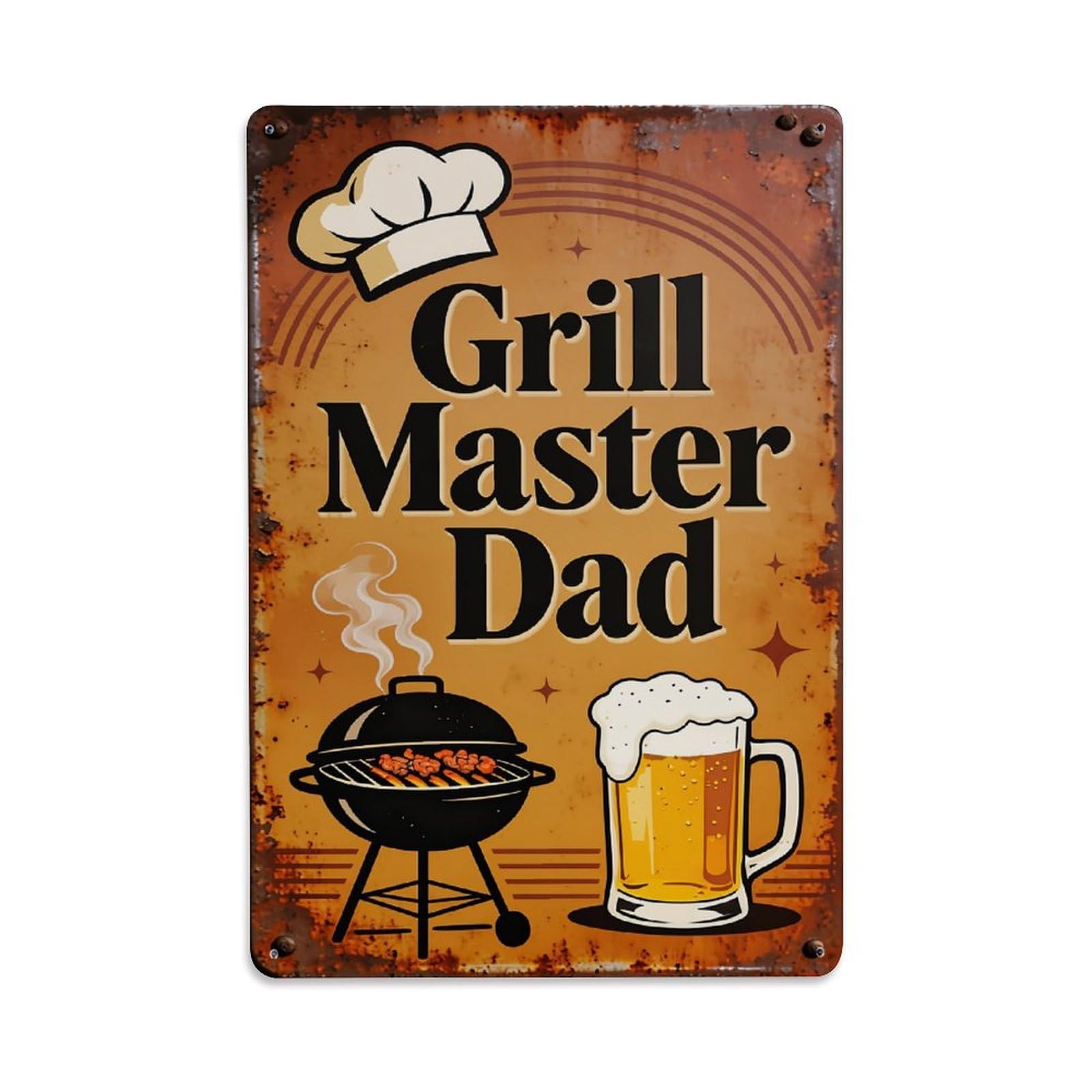 Nestemfo Vintage Grill Master Dad Sign Tin Sign Metal Sign, Living Room,Bar, Home, Bedroom Wall Decor,Retro Metal Poster 8X12 Inches
