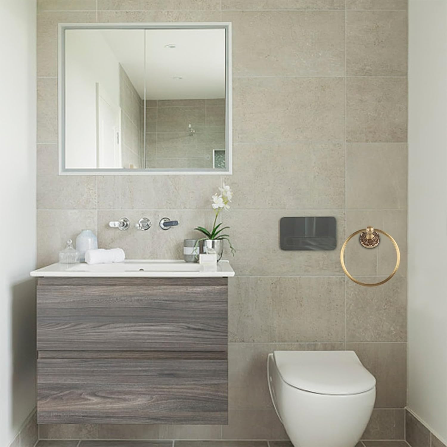 Antique Style Wall Mounted Towel For Ring Made Of Brass With Bronze Finish For Bathroom And Multiple Room Use, Screws Provided For Installation