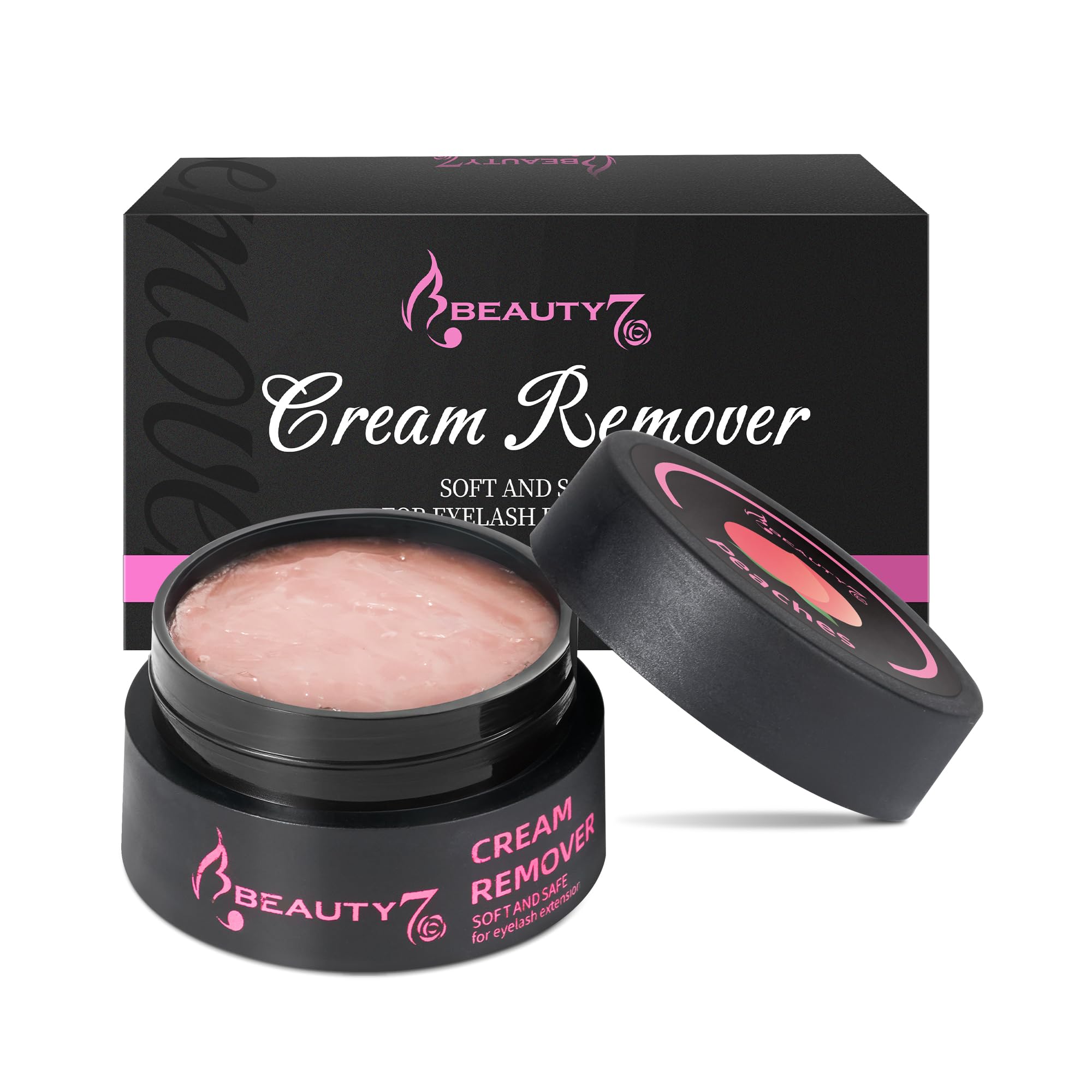 Beauty7 Wimpernkleber Entferner Cream Wimpernverlängerungslöser Rosa Wimpernkleber Lösemittel wimpern extension Entferner Remover Cream Wimpernverlängerung Klebstoffentferner 5ml Duft: Honigpfirsich