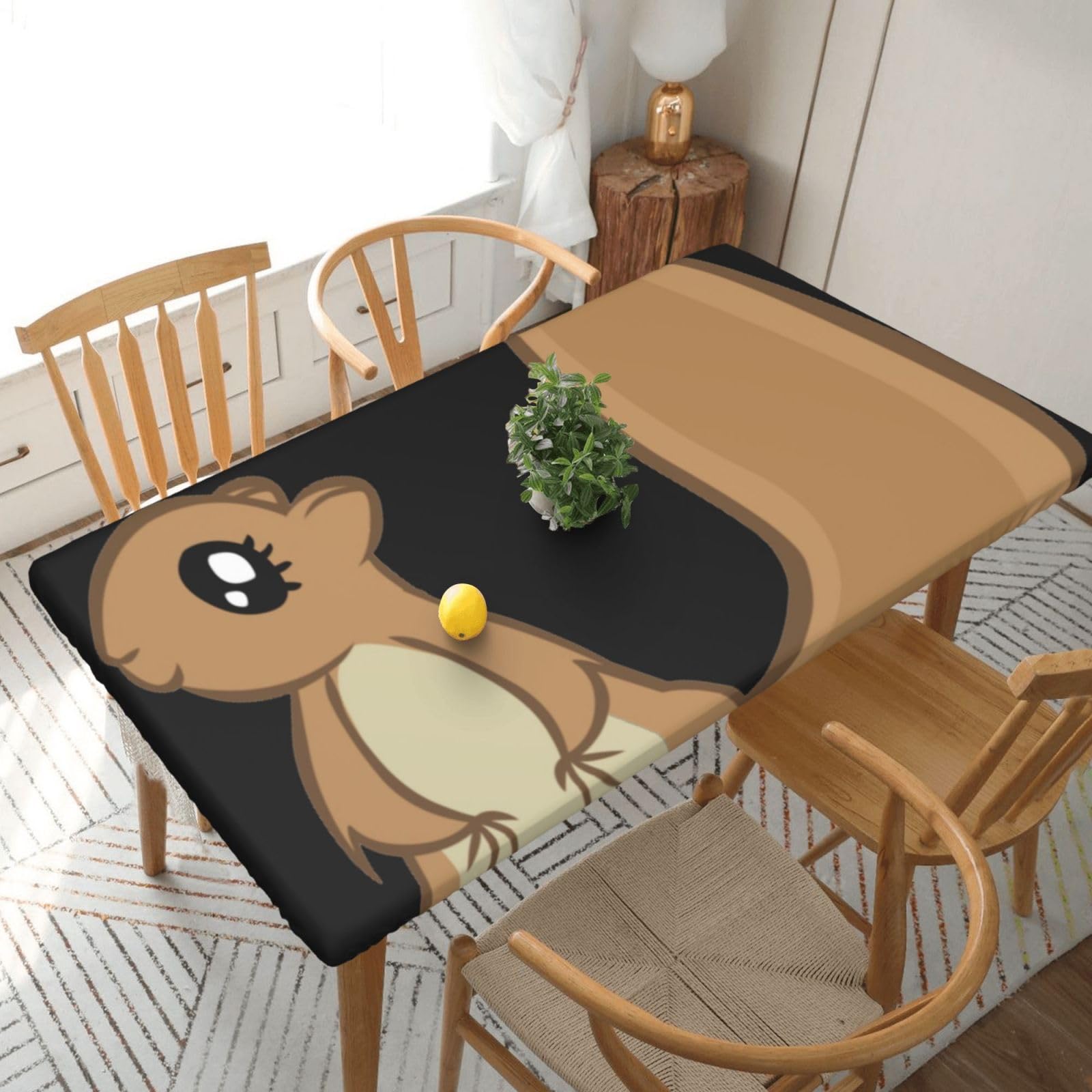 BNVSADC cartoon squirrel Printed 5FT Tablecloth Polyester Kitchen Water Resistant Table Cloth Dining Table Decoration Table Covers, 152x76 CM