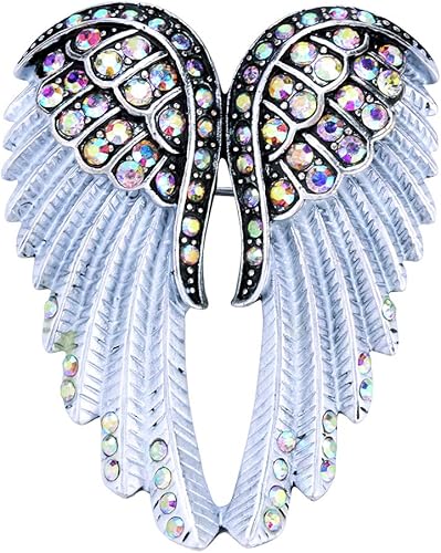 YACQ - Broches y dijes 2 en 1 de ala de ángel guardián para mujer, soportes para bufanda, 2 x 1 pulgada, para blusa, chaqueta, abrigo, bufanda,