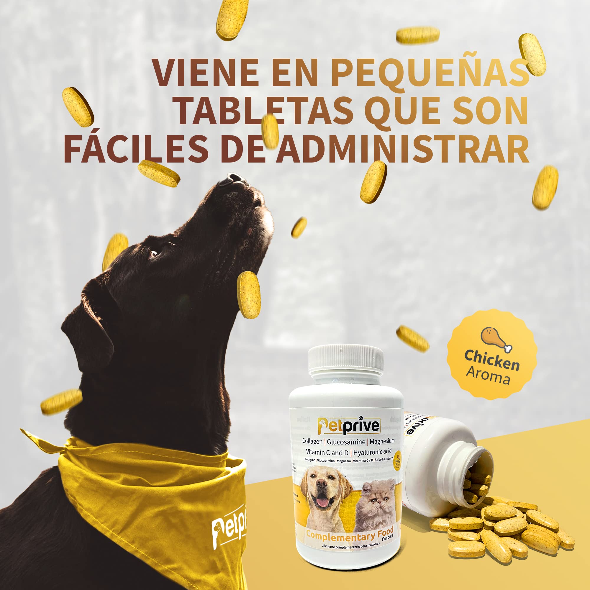 Suplemento Natural Antiinflamatorio Condoprotector para Perros y Gatos con Colágeno Hidrolizado, Glucosamina, Ácido Hialurónico, Magnesio, Vitamina C y D y Garra del Diablo