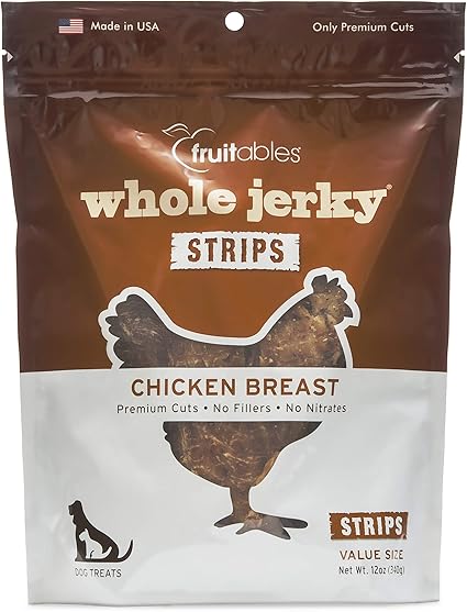 Amazon Com Fruitables Whole Jerky Dog Treats Jerky Strips For Dogs Gluten Free Grain Free Wheat Free Made With Premium Meat And No Added Fillers Chicken Breast 12 Ounces Pet Supplies