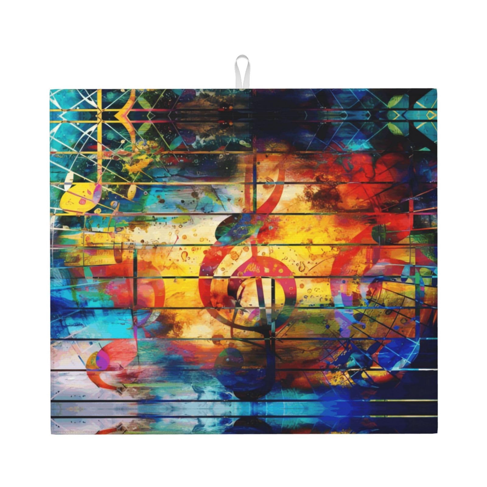 Yyhwhjde Black Music Note Colorful Wooden Prints Kitchen Drying Mat – Absorbent Dish Throw For Countertop, Non-Slip Quick-Dry Layer With Vibrant Prints, Ideal For New Home Gift