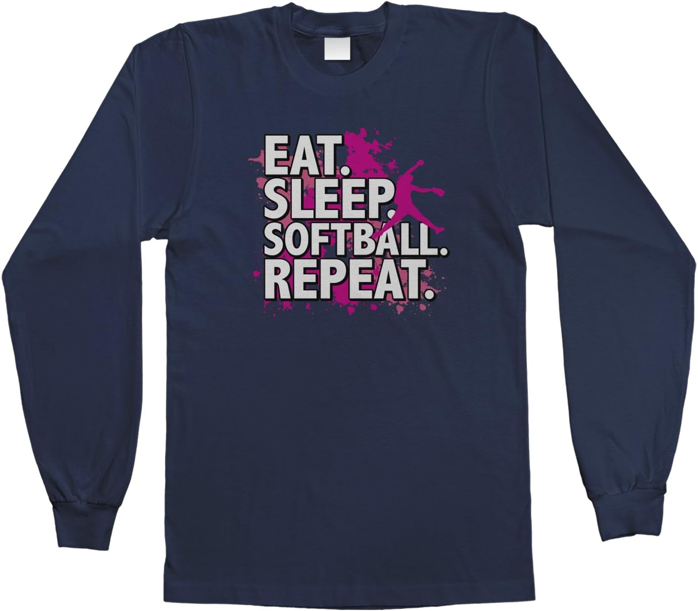 Threadrock Big Girls' Eat Sleep Softball Repeat Youth Long Sleeve T-Shirt