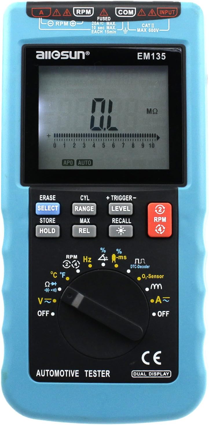 ALLOSUN Automotive Digital Multimeter Autorange Auto Diagnosis Tester EM135