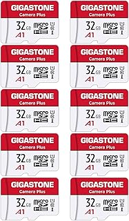 Gigastone 32GB 10-Pack Micro SD Card with 2x SD Adapter + 4x Mini-case, Camera Plus, Nintendo-Switch Compatible, High Speed 90MB/s, Full HD Video Recording, Micro SDHC UHS-I A1 Class 10