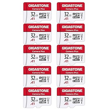 [Gigastone] Micro SD Card 32GB 10 Pack, Camera Plus, MicroSDHC Memory Card for Nintendo-Switch, Smartpone, Roku, Full HD Video Recording, UHS-I U1 A1 Class 10, up to 90MB/s, with SD Adapter