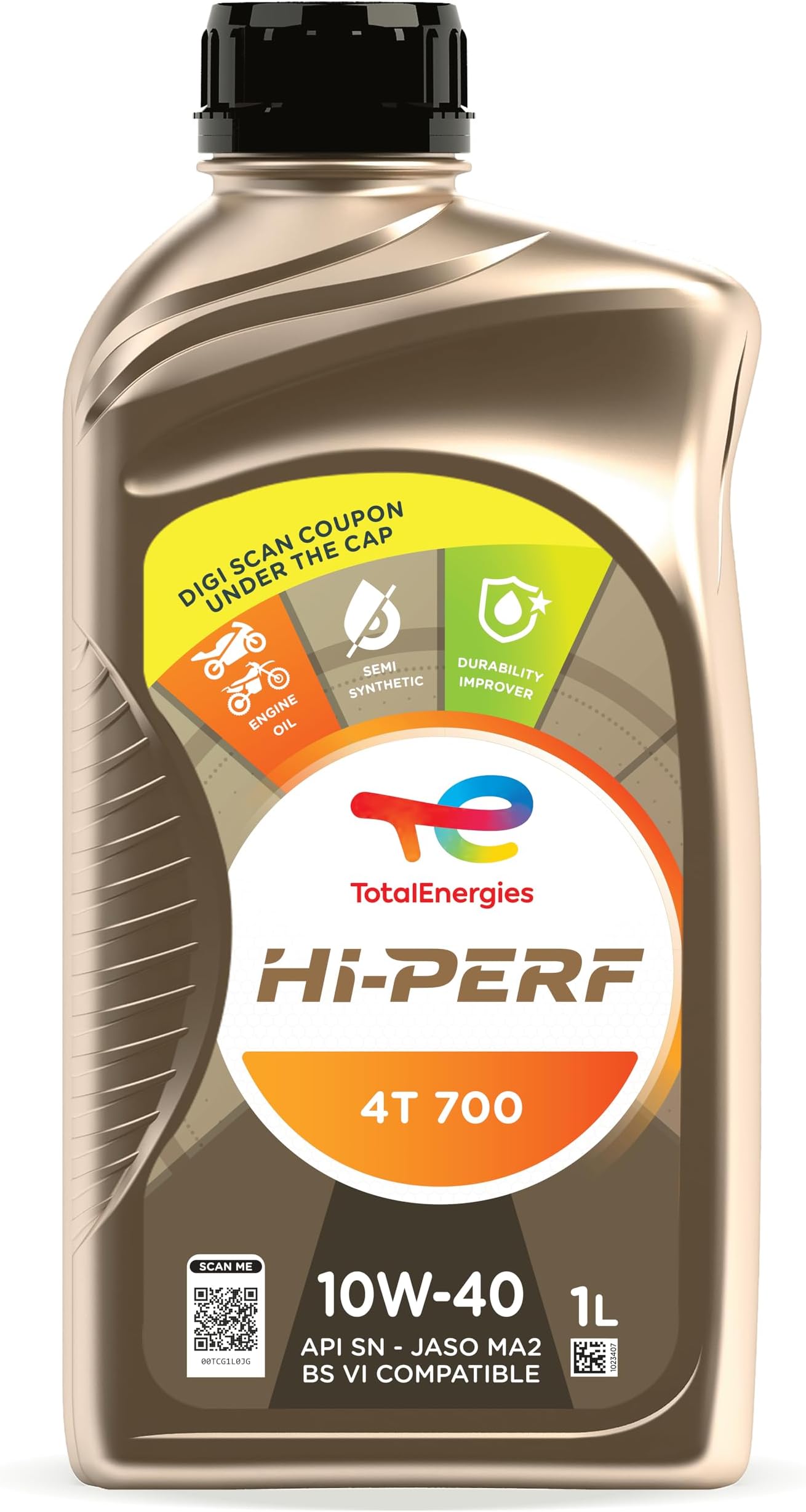 Hi-Perf 4T 700 10W-40 API SN JASO MA2 Engine Oil For Motorcycles (1L)