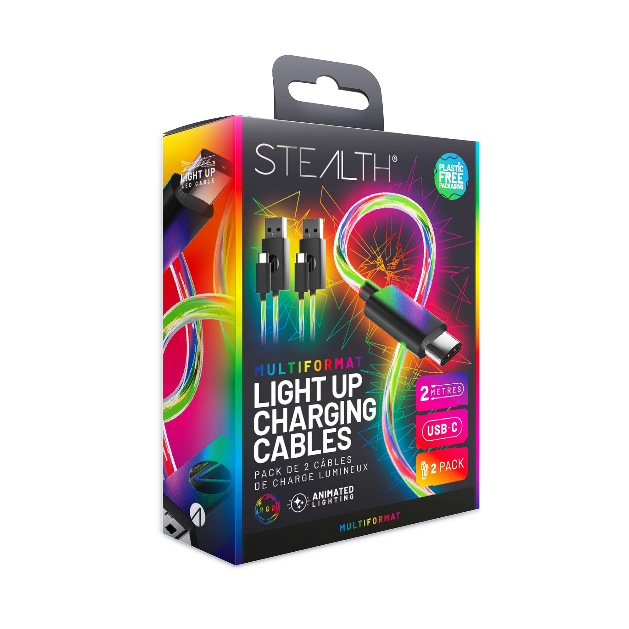 Stealth Light Ps5 Nintendo Switch 2M Up Led Twin Play & Charge Cables (Usb-C)