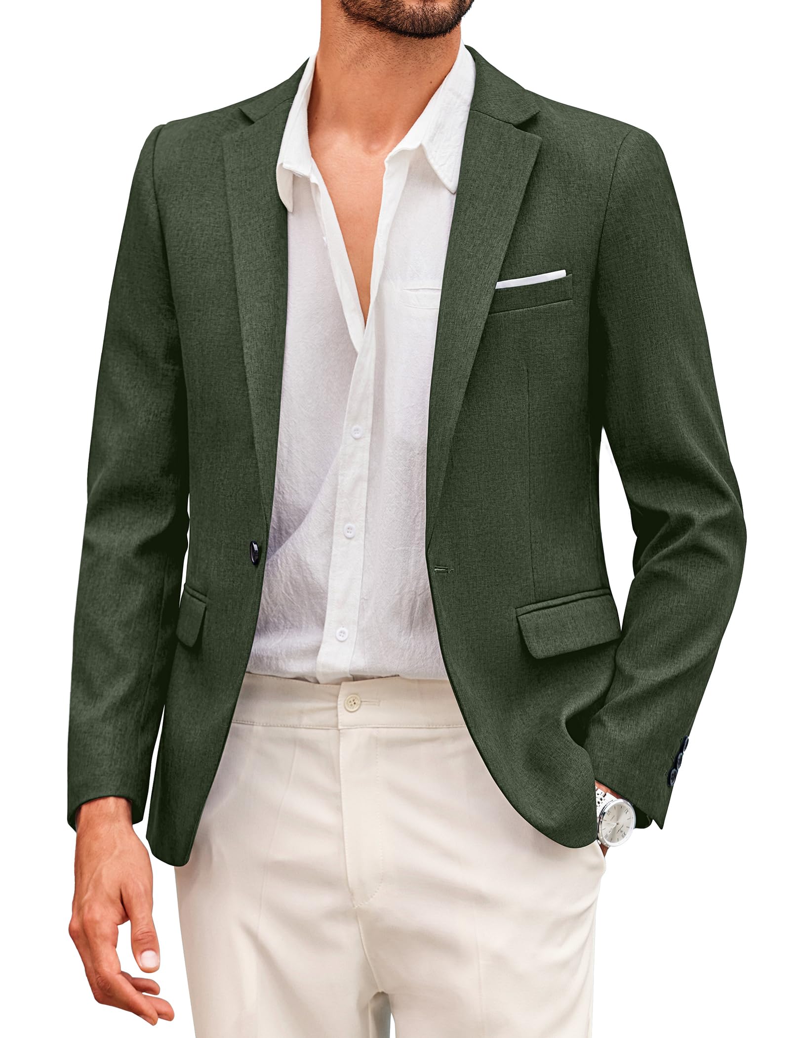 COOFANDY Chaqueta para hombre, deportiva, moderna, de ocio, tipo blazer de 1 botón, chaqueta de traje de ajuste regular, chaqueta casual, XL