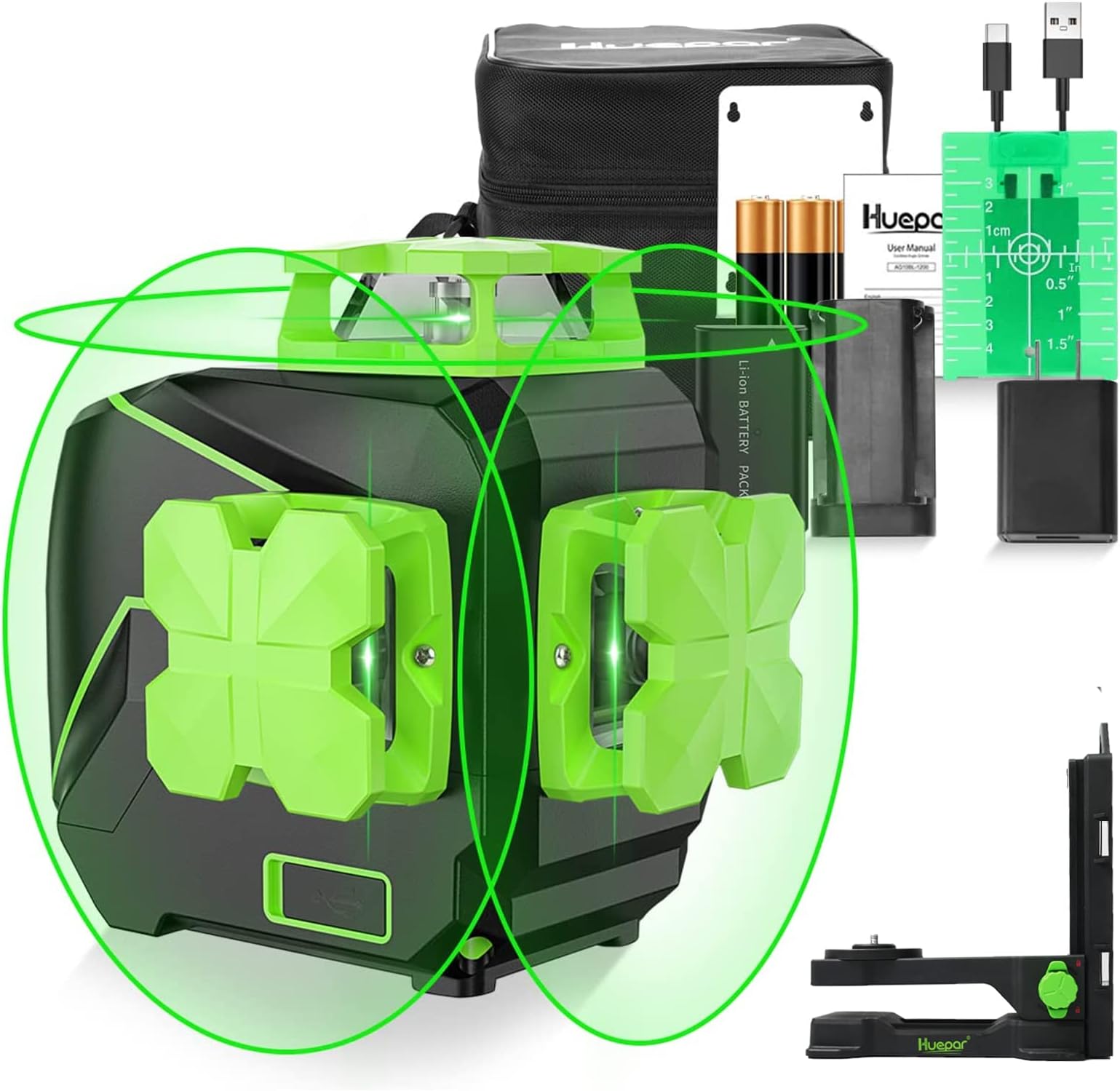 Niveau Laser Huepar 4D Vert XH04G – Avec Batterie Et écran LCD, Neuf