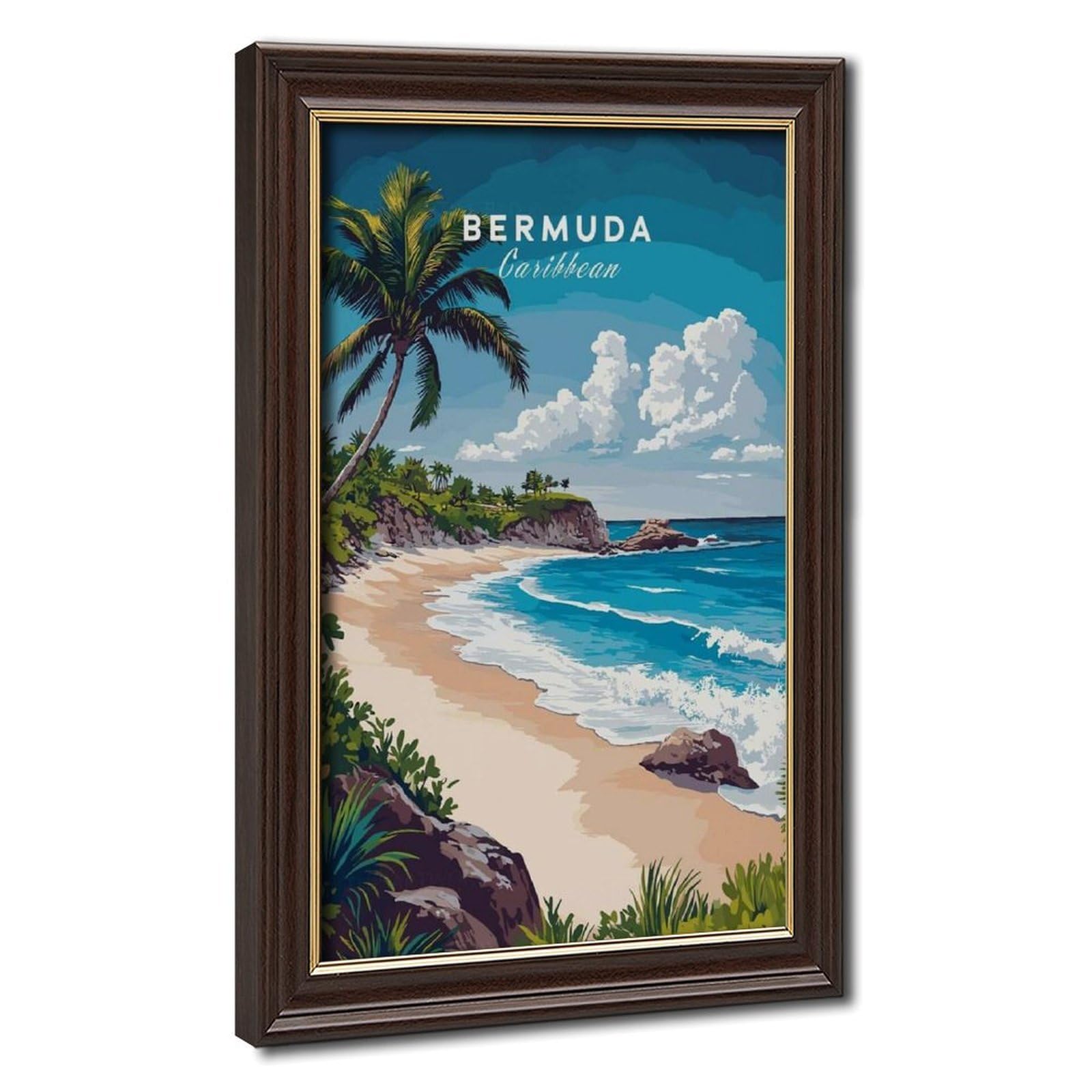 Bareronor Mokume Gane Frame-Style Bermuda Poster Canvas Poster For Home Decor Gift