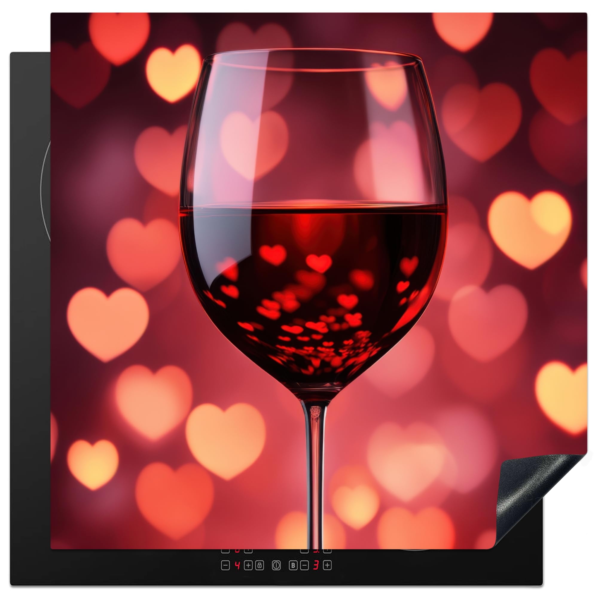 KitchenYeah© Induction Hob Protector Mat 30.7"x30.7" / 78x78 cm Cooker Top Protectors Cover Ceramic Covers Electric Hobs Vinyl Red - Wine - Hearts