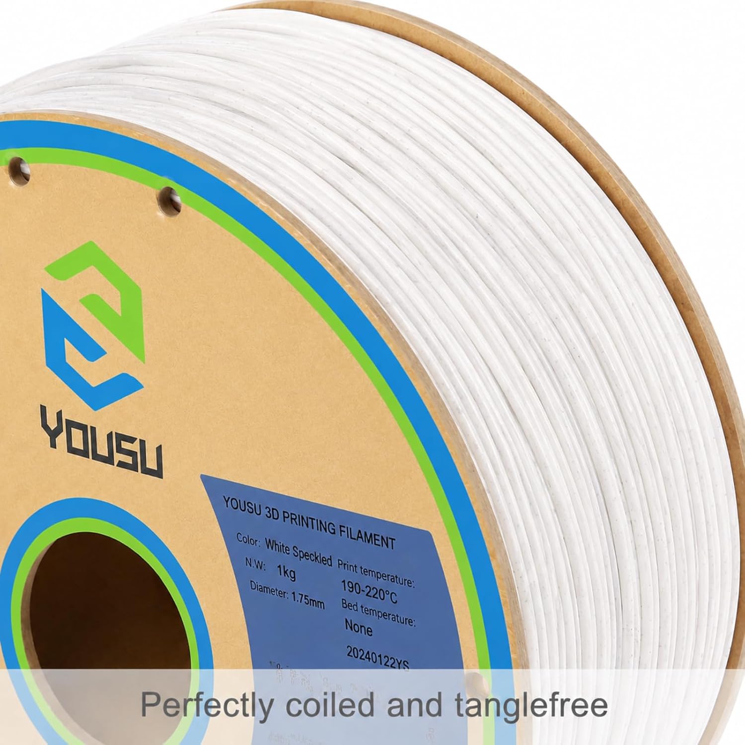 YOUSU Marble White PVB Filament 1.75 mm for 3D Printer & 3D Pen 1 kg (2.2 lbs), Print As Easy as PLA Filament, can be Polished with Alcohol to get Smooth Surface.