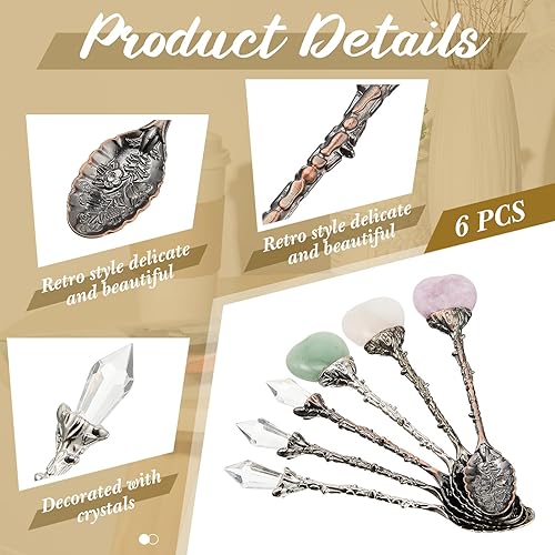 Miniatura 3 de 6 cucharas de té vintage, cucharas de aleación de cristal para té caliente, café, helado y más