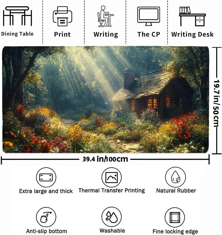 Domowa podkładka pod mysz dla graczy, podkładka pod mysz XXL 1000 x 500 x 3 mm, mata na biurko z zszytymi krawędziami i gumową podstawą, wodoodporna podkładka pod mysz nadaje się do biura/domu, zimowy