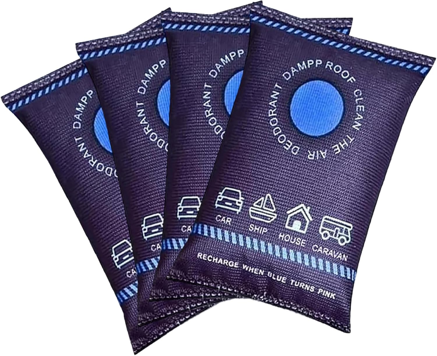 4 Pack Dehumidifier Bags, 200g Reusable Humidity Absorber Portable Anti Fog Car Dehumidifier for Vehicle, New Home, Wardrobe, Cabinet