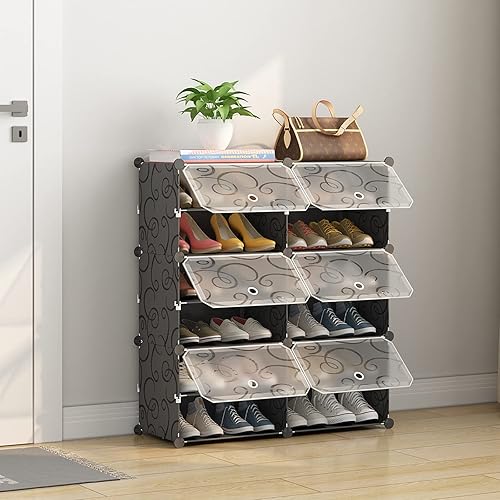 Miniatura 2 de KOUSI Organizador portátil para zapatos, 24 pares, estante de torre, soporte de gabinete de almacenamiento expandible para tacones, botas, pantuflas