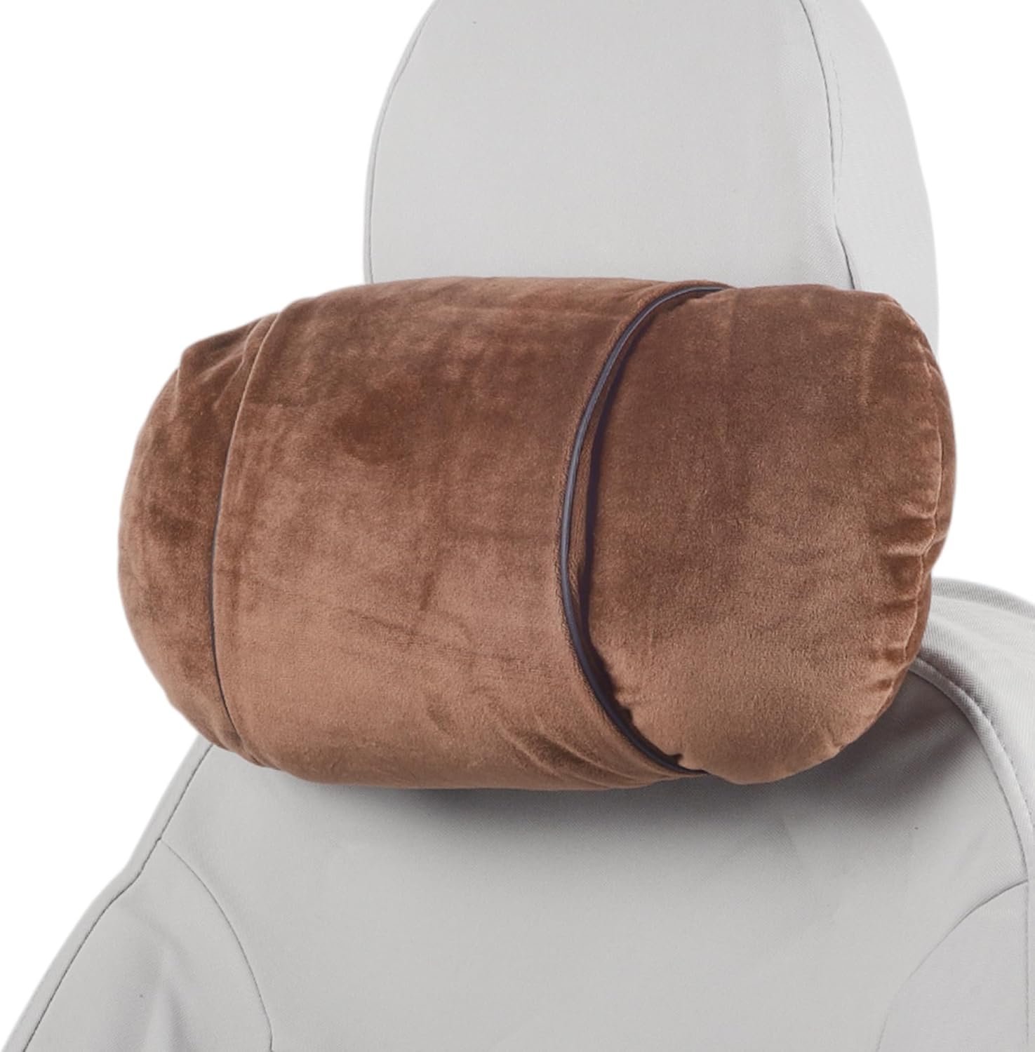 Car Headrest Pillow Ergonomic Comfortable Neck Pillow Neck Support Pillow Flannel, Memory Foam Adjustable Width Brown 2 Pcs for Driving Travel