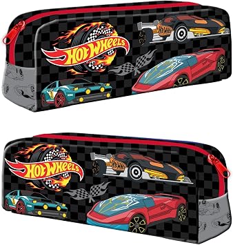 TDL Hot Wheels Zipped Pencil Case, Nylon, 19 x 6 x 6 cm, for School Supplies, Back to School Storage Case