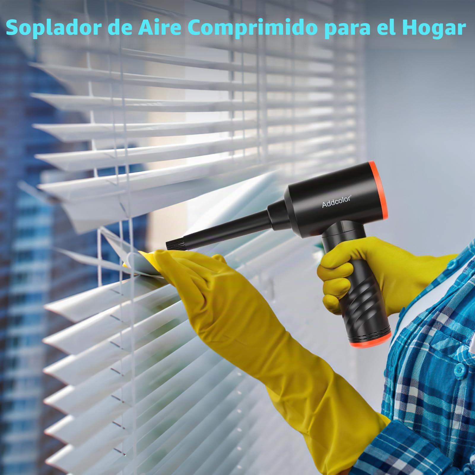 AD-38 Soplador de Polvo Eléctrico, Soplador de Aire Potente 3 Velocidades, Máx.100000RPM, Plumero de Aire Comprimido con Luz LED, 6000mAh Recargable de Soplador de Aire Para PC, Teclado