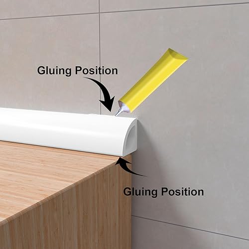 Miniatura 6 de Tira de agua de esquina redonda de 39 pulgadas, barrera de retención de barrera de agua para umbral de ducha de silicona, para encimera, ducha,