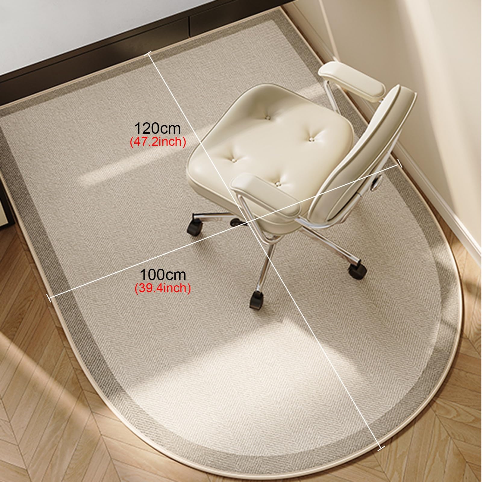 Alfombrilla antideslizante para silla de oficina de caucho termoplástico gris para suelos de madera y azulejos, insonorizada y fácil de limpiar, 120 x 100 cm