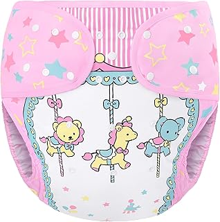 [LittleForBig] 大人用おむつカバー 可愛い絵柄【リトルサーカス】 調節可能なウエストと長さ スナップ付 漏れ防止 通気性 洗濯可