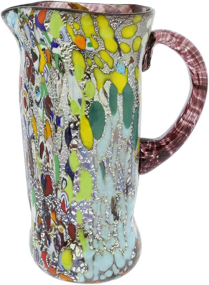 GlassOfVenice Murano Glass Millefiori Art Glass Carafe - Silver Purple
