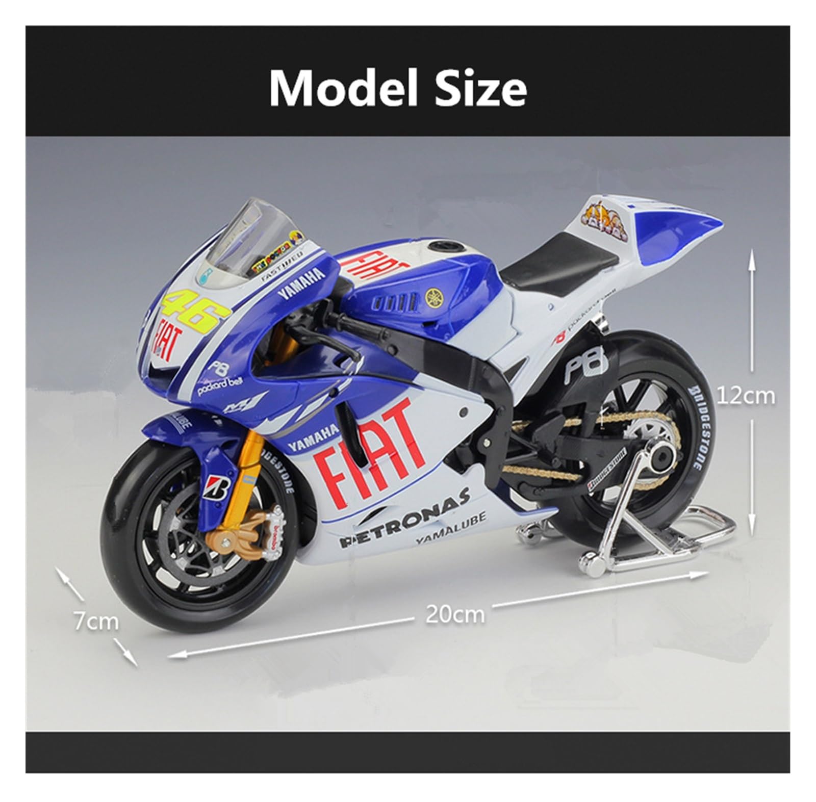 1:10 FIAT Yamaha Moto GP 2009 Rossi Racing Motorradmodell Simulation Metallmotorrad