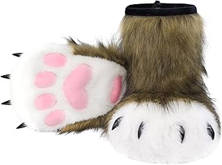 Gatos Lobo Perro Zorros Fursuit Paws Garra Zapatos Botas Peludas Animal Peludo Zapatillas Peludas Halloween Cosplay Accesorios de Disfraces Botas Peludas