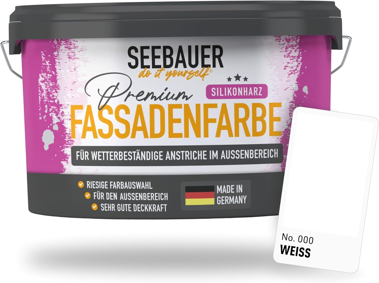 Silikonharz-Fassadenfarbe Wei  10L f r Au en No. 000 Wei  Selbstreinigende Fassadenfarbe mit Lotuseffekt - Geeignet f r Putz Mauerwerk und Beton