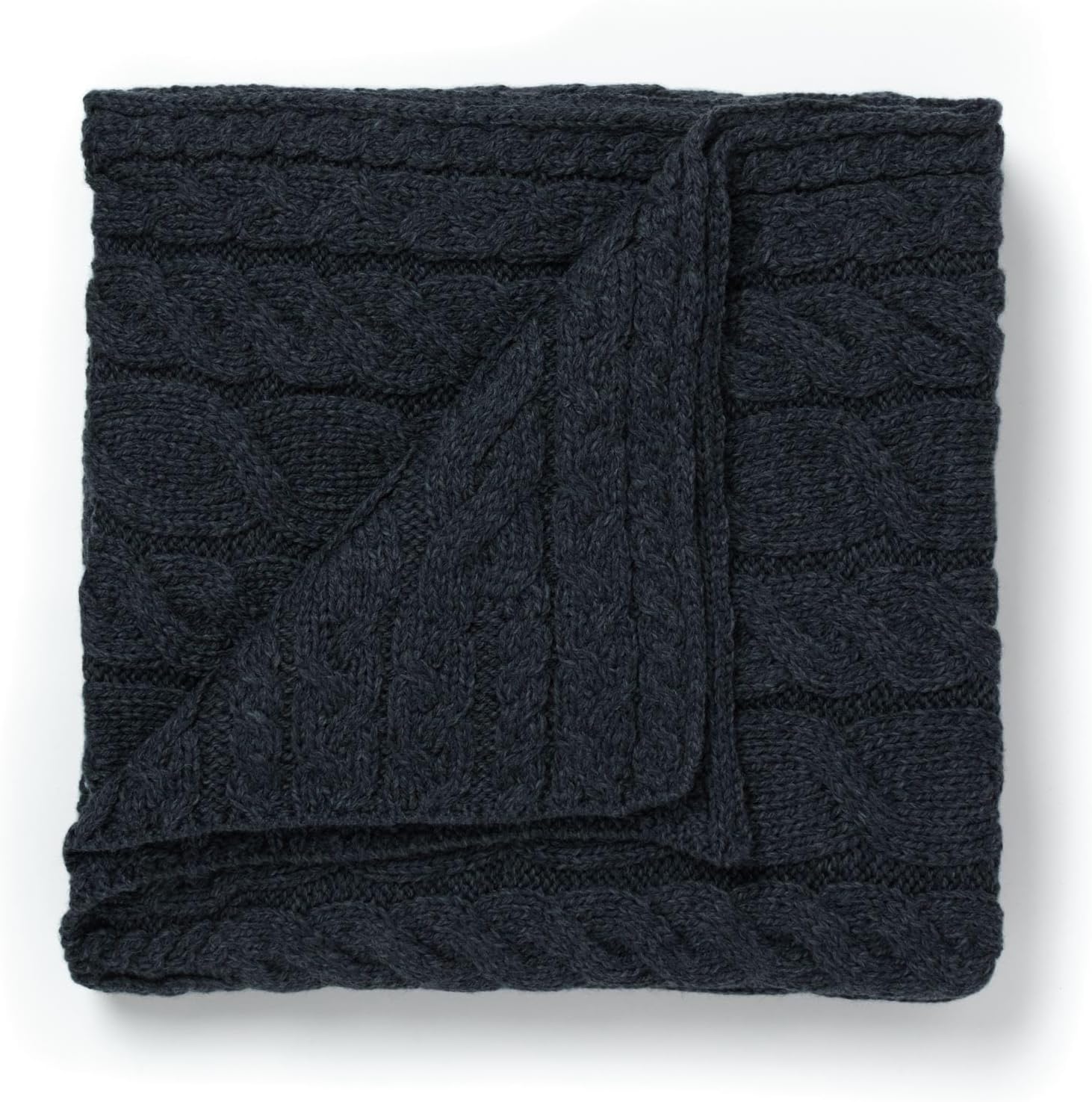 Aran Woollen Mills Cable Throw Blanket, 100% Supersoft Merino Wool, Made in Ireland, Silver Strand, Charcoal, 40" x 60" - Image 3