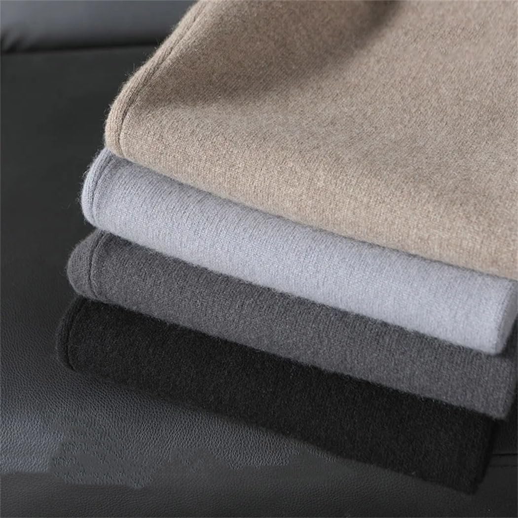 Men's 100% Cashmere Knitted Pants Elastic Waist Drawstring Wide Leg Pants Soft Comfortable Thermal Trousers