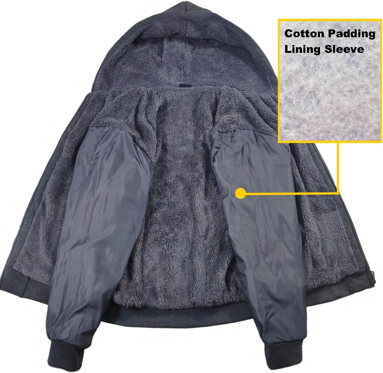 Hoodies for Men Heavyweight Sherpa Fleece Lined Sweatshirt Full Zip Up Thick Winter Coats Hooded Warm Jacket - Image 6