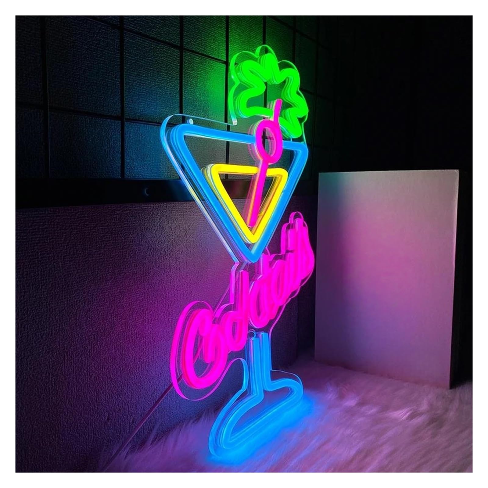 néon signe Enseigne Lumineuse Cocktail À Intensité Variable Pour Cocktails, Bars, Pubs, Boîtes De Nuit, Décoration Murale, 25cmx40cm