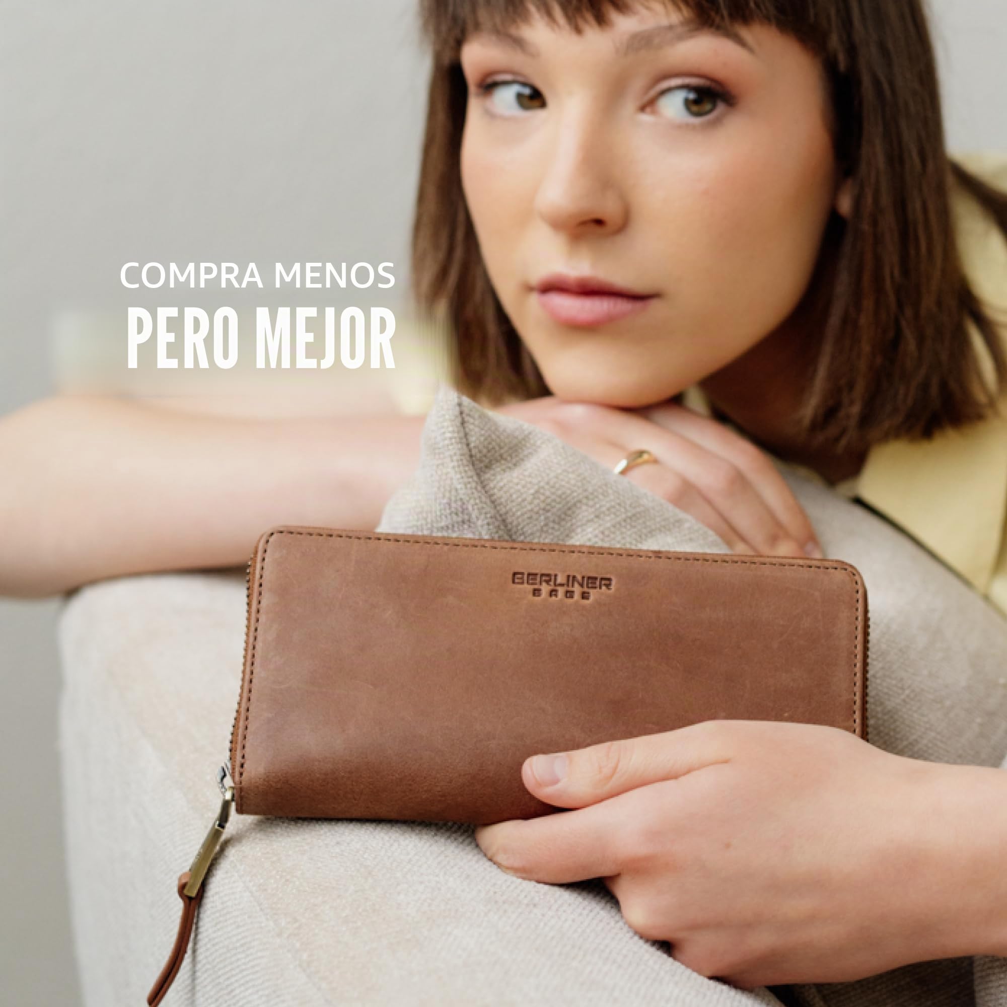 Berliner Bags Palma Vintage Cartera Grande Mujer Piel Auténtica Tarjetero